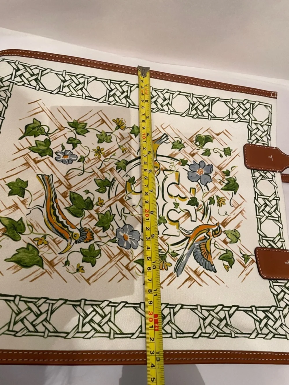 Tory Burch Ella Floral & Bird Canvas Tote cream with Brown‎ Trim